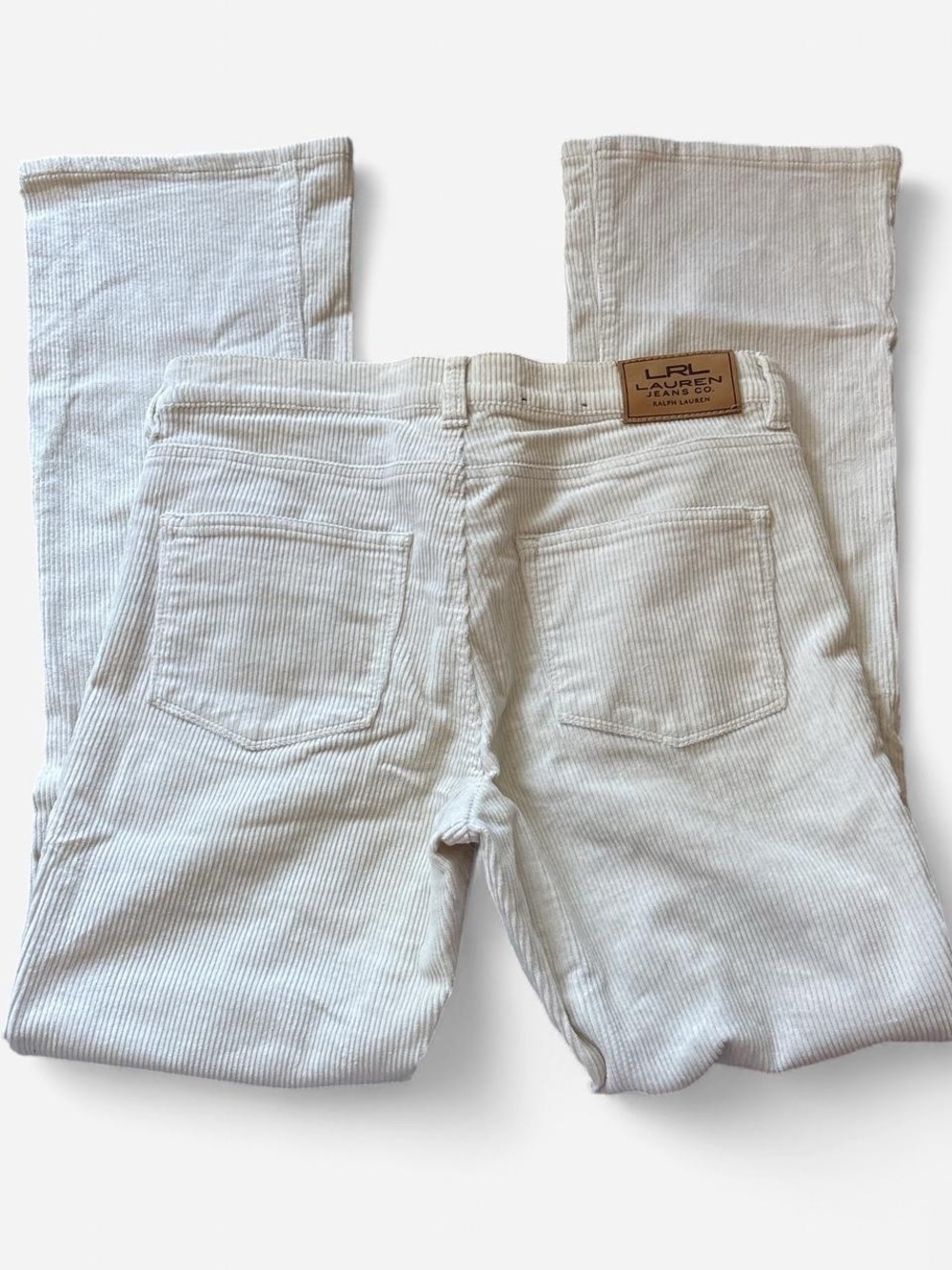 Vintage Y2K Lauren Ralph Lauren Cream Corduroy Pants Straight Leg - Picture 2 of 4